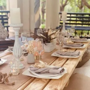 Luxury low picnic grazing table with matching decor
